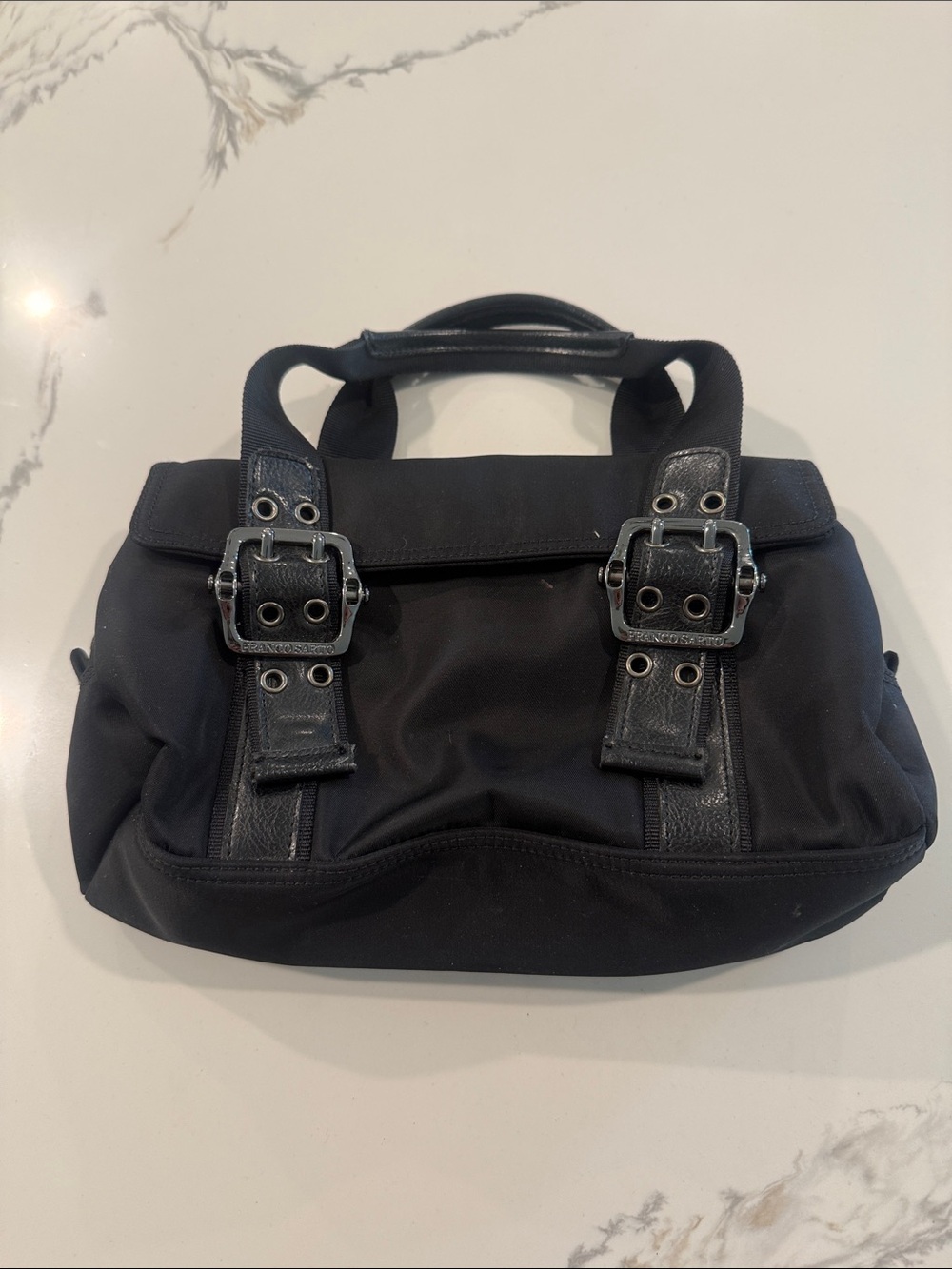 Franco Sarto Black Mini Tote with Buckle Accents - Picture 2 of 8